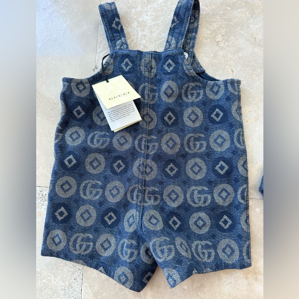 Gucci Baby Boy Denim Overall 9-12 Month New With Tag
